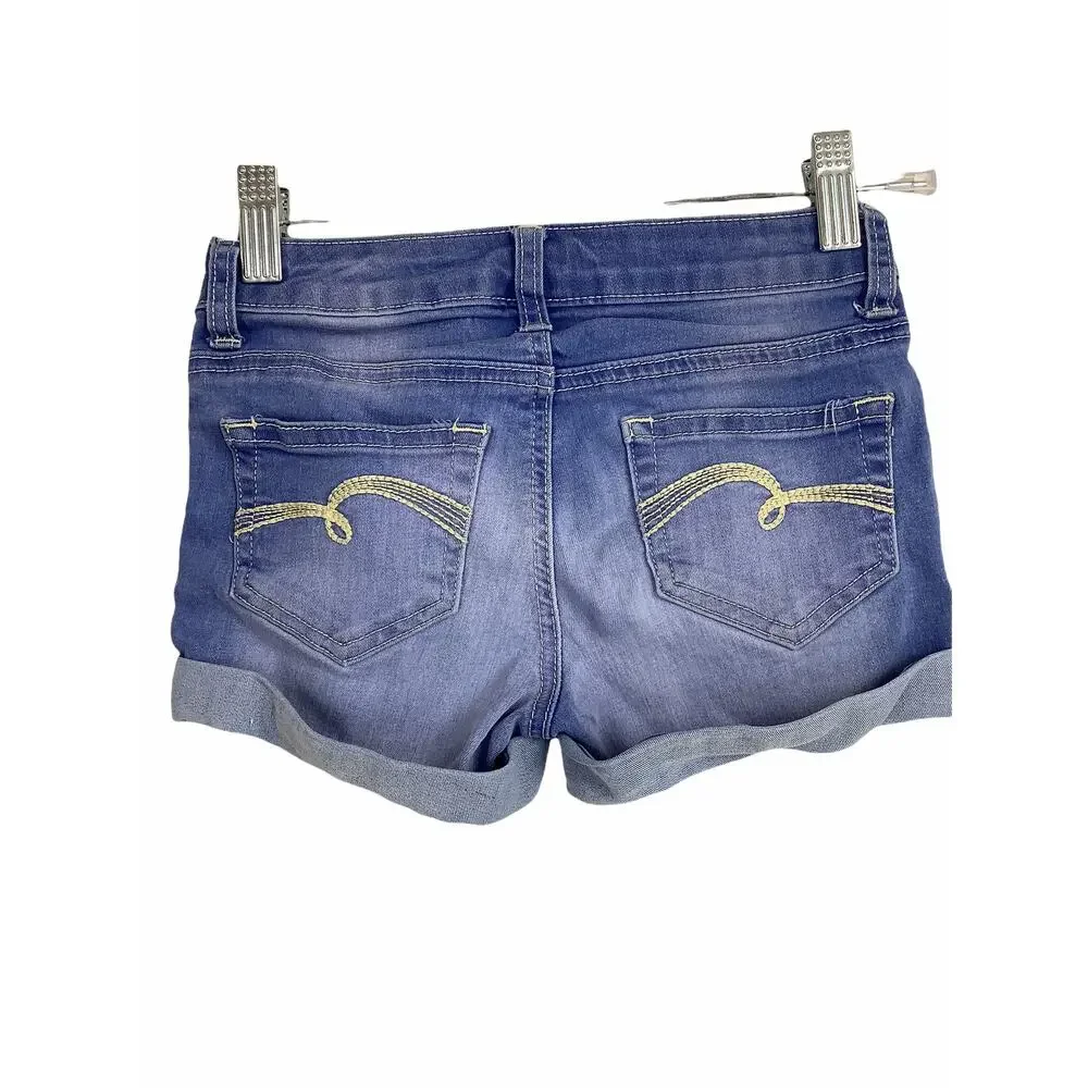 Justice Girls Medium Wash Blue Denim Jean Shorts Kid's Youth Size 7